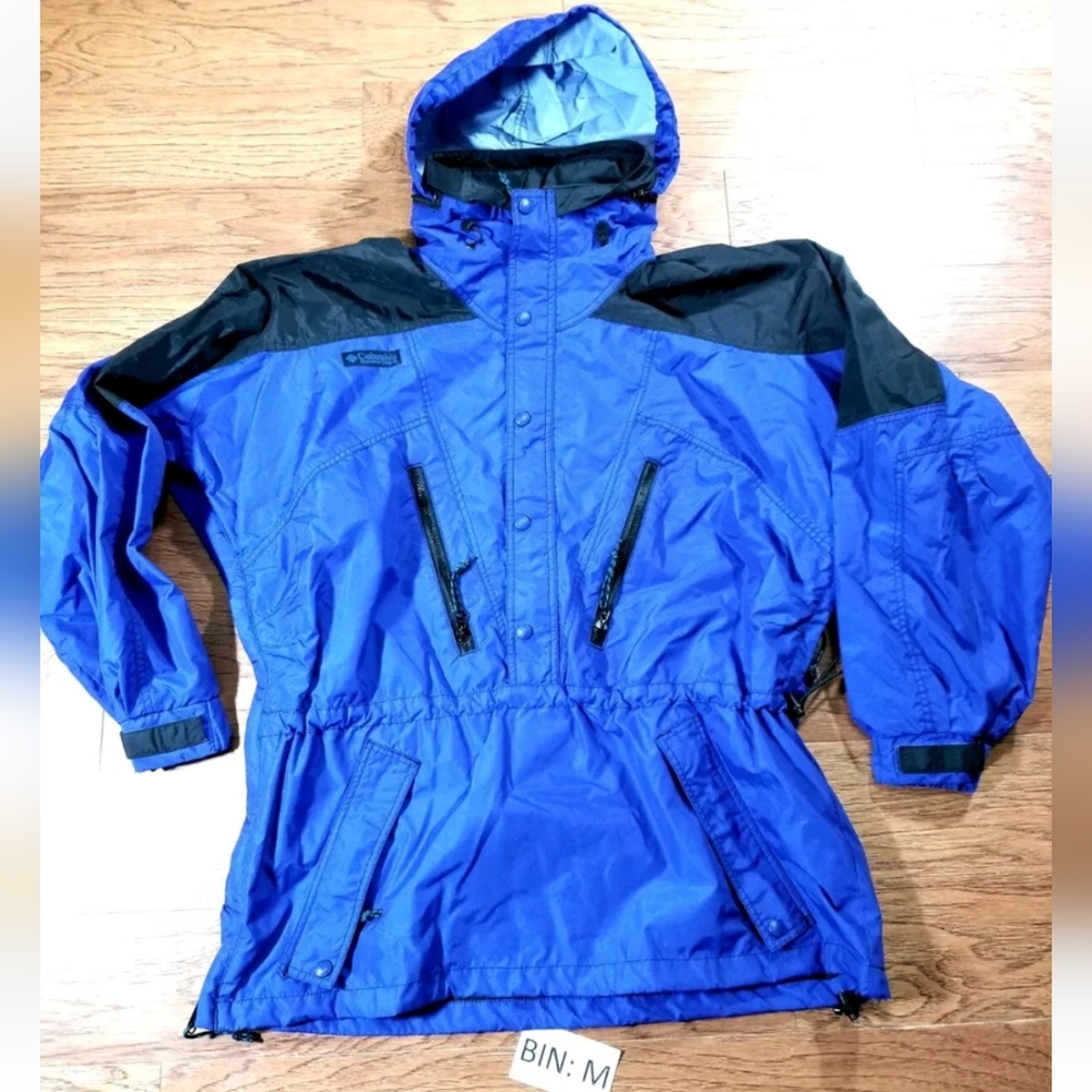 Columbia Men's Size L Pullover Windbreaker Hooded Rain Ski Jacket Blue  :M